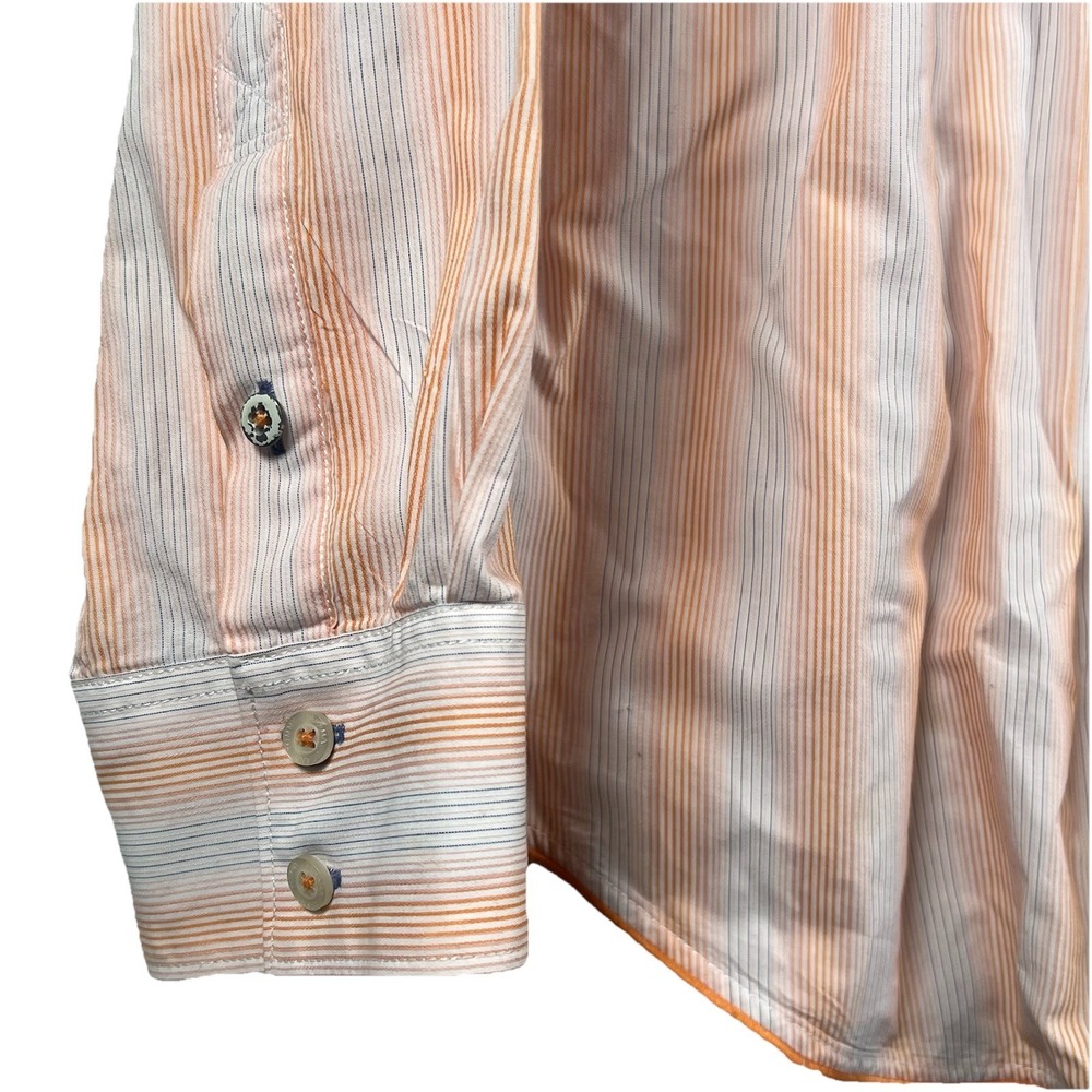 Tommy Bahama Men's Dress Shirt Sz XL Long Sleeve Button Down Striped Blue Orange - Picture 6 of 8